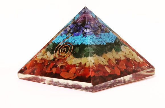 Classic Combo II - Set of 5 Pyramid Caps+2 Orgonite Pyramid with 7 Chakra Crystals - 51pyramids