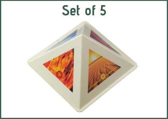 Classic Combo I - Set of 5 Pyramid Caps +1 Orgonite Pyramid with 7 Chakra Crystals - 51pyramids