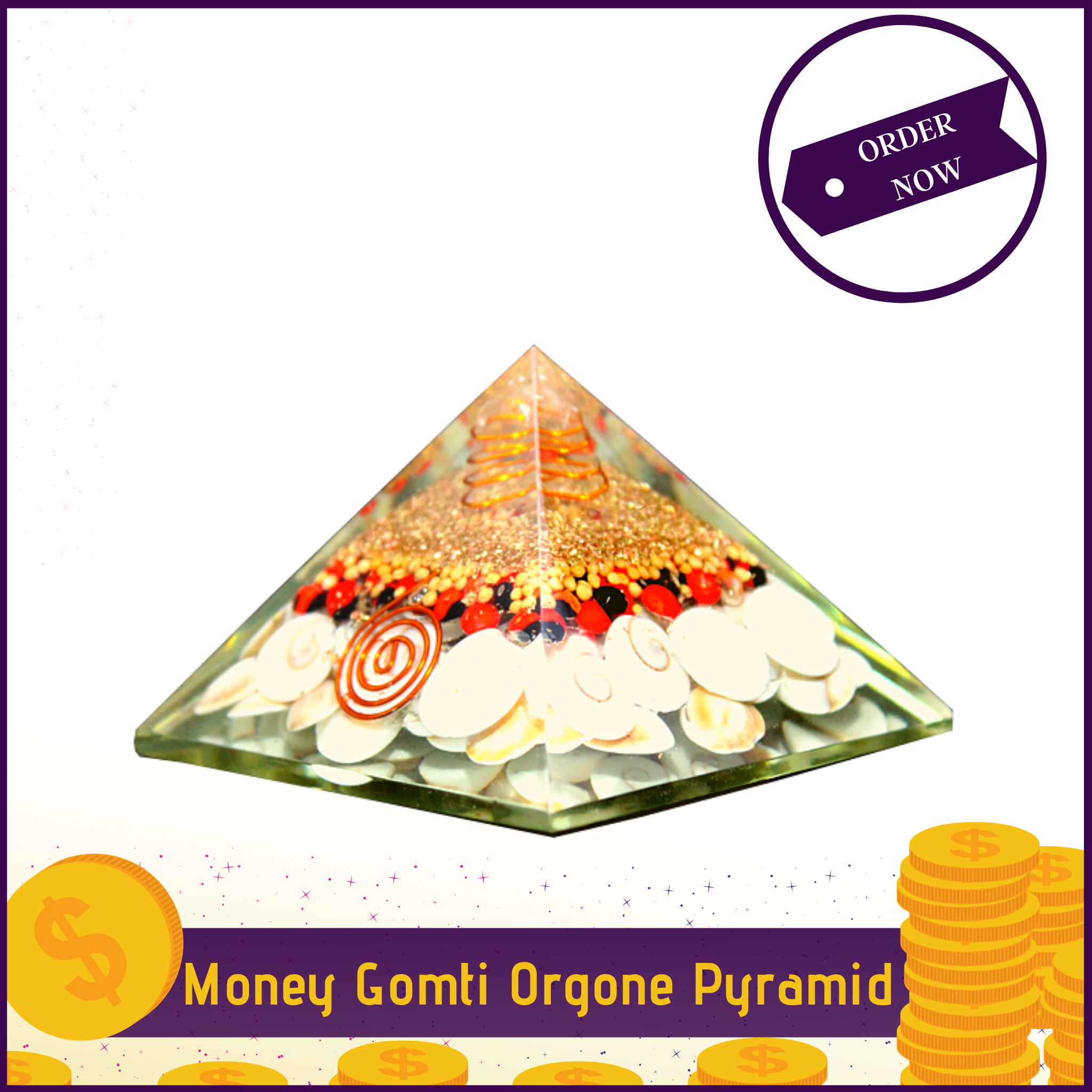 Gomti Money Orgone Crystal Pyramid for Money, Prosperity and Growth - 51pyramids